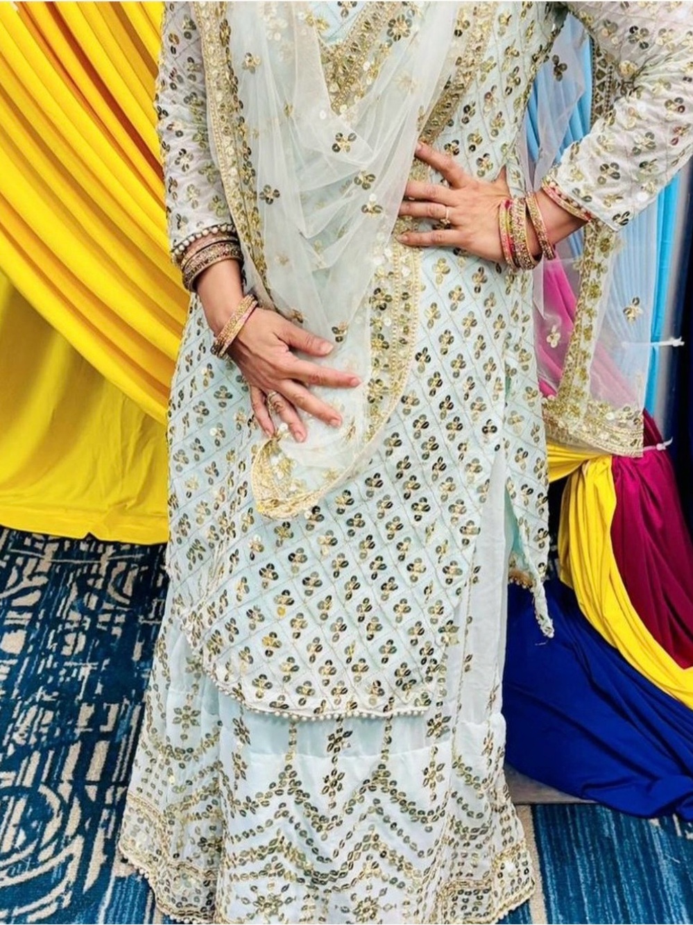 SALWAR KAMEEZ PAKISTANI INDIAN WEDDING PARTY WEAR BOLLYWOOD SUIT SHARARA PLAZZO - Picture 4 of 4